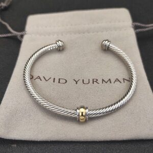 David Yurman Sterling Silver Cable Cuff with Gold Accent